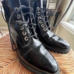 Kendall & Kylie Shiny Black Combat Boots